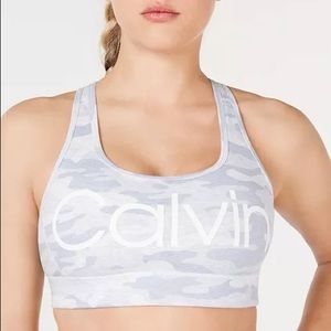 Calvin Klein Performance Camo Logo Racerback Bra
